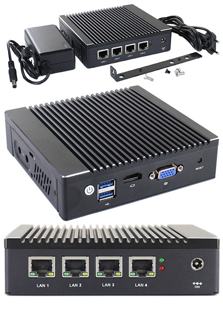 MPC-4LAN-N3700 MiniPC (Intel Pentium N3700, 4x Intel I225-V 2.5GbE LAN) [<b>LFTERLOS</b>]